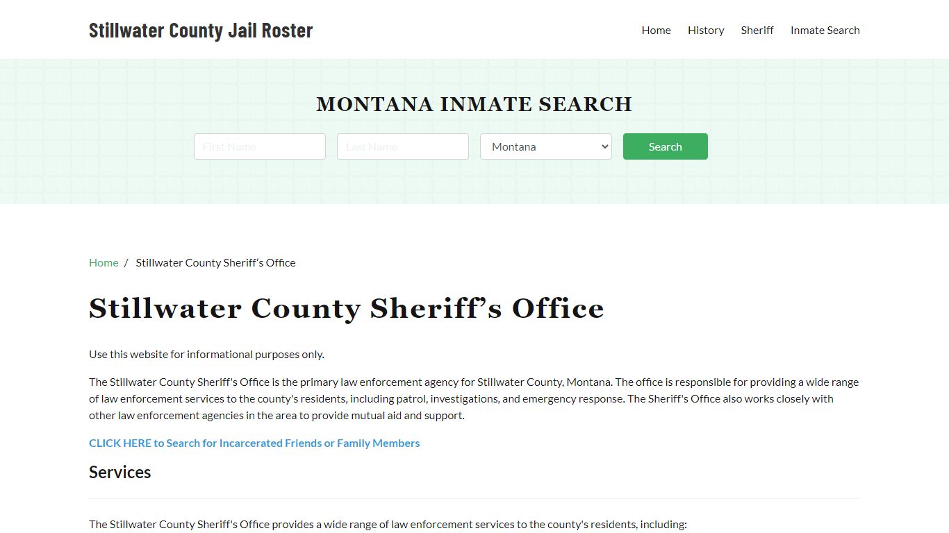 Stillwater County Sheriff Office, MT, Arrest Warrants Search