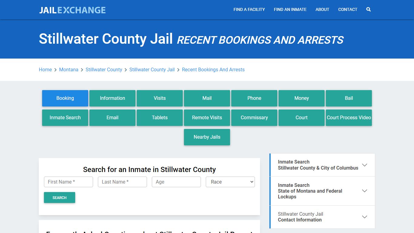 Stillwater County Jail Recent Bookings And Arrests