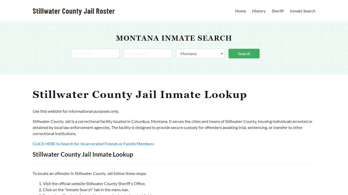 Stillwater County Jail Roster Lookup, MT, Inmate Search